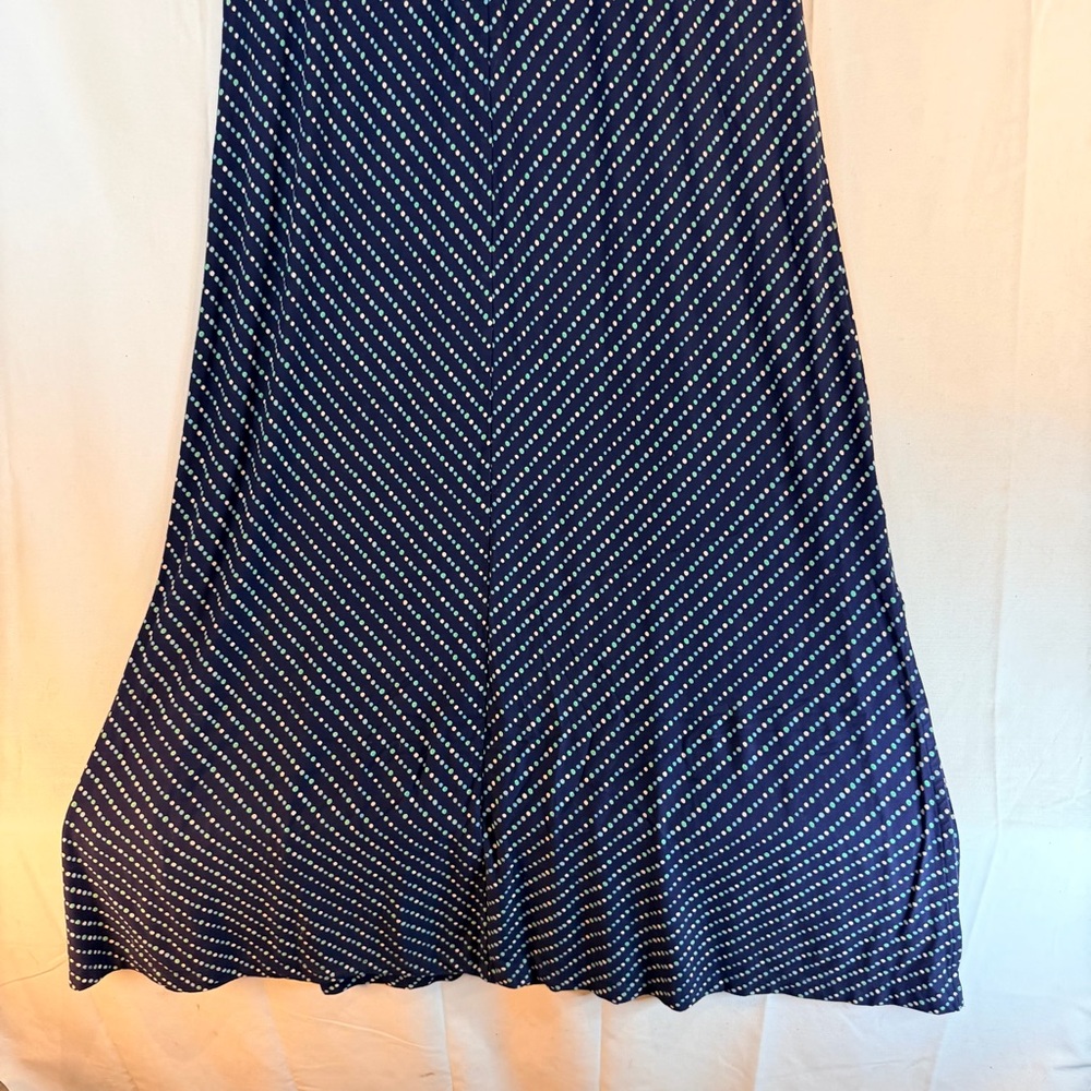 LANDS’ END Women’s Size XL Dress Maxi Length Polka Dot Stretch Side Slits - Picture 3 of 16